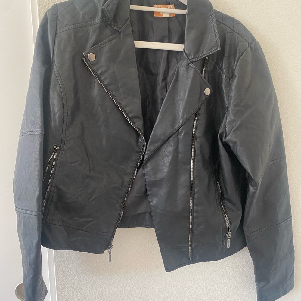 Mudd Women's Charcoal Leather Jacket